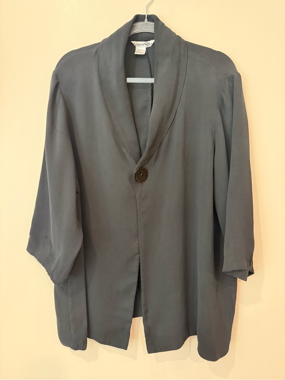 Vintage 90s WinterSilks Charcoal Shawl Collar Blazer